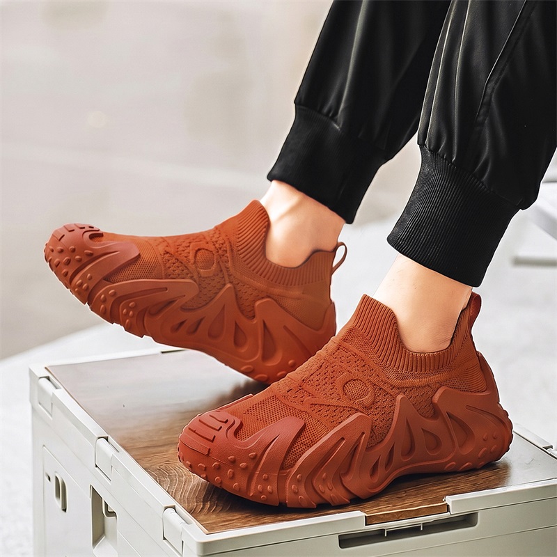 Men Orange Slip on Knit Sock S - Running Gear On 评论和价格